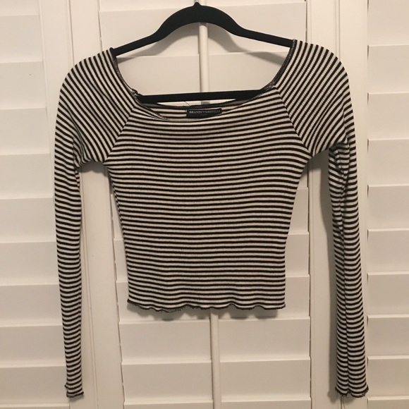 brandy melville black and white striped shirt